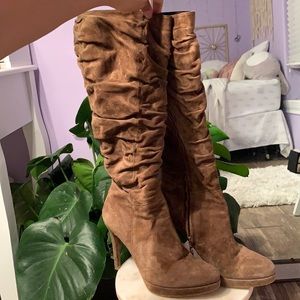 Brown Suede Boots with Heels